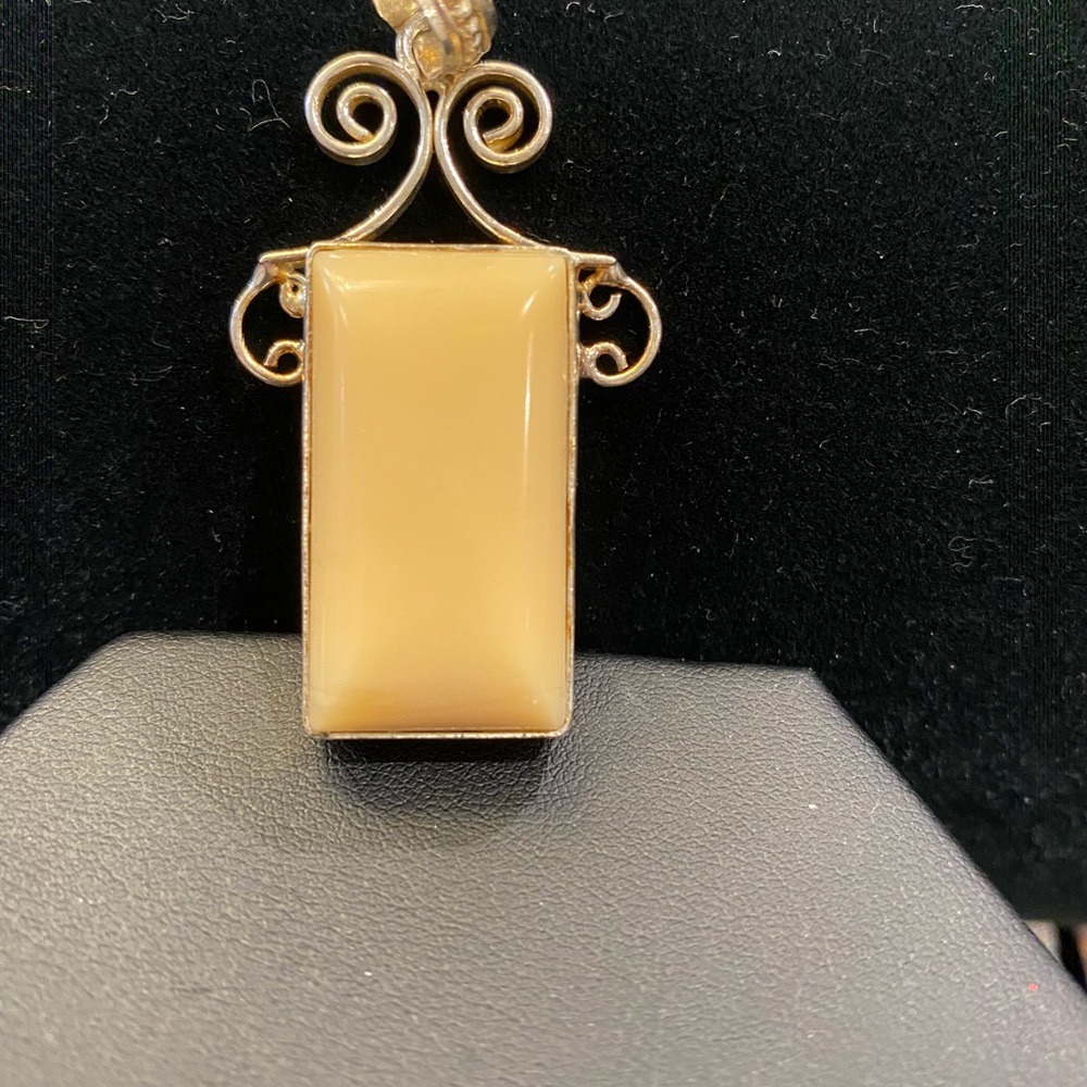 Stone Pendant Creamy Yellow Handmade